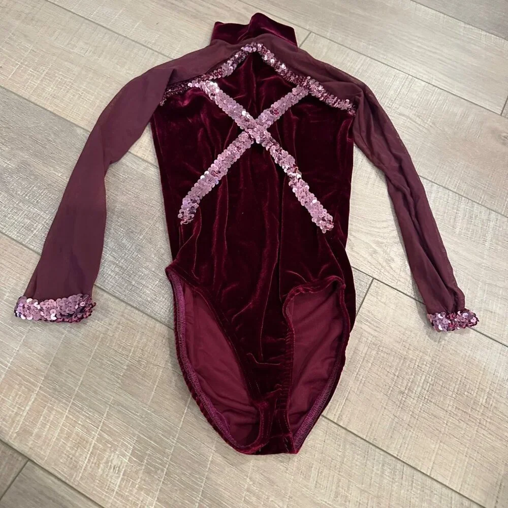 WHIRL A WEVE DANCE CREATIONS RED VINTAGE DANCE COSTUME CHILD LARGE